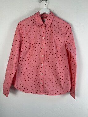 Boden Women’s Pink & Red Polka Dot 100% Cotton Button-Front Shirt Size 16R New